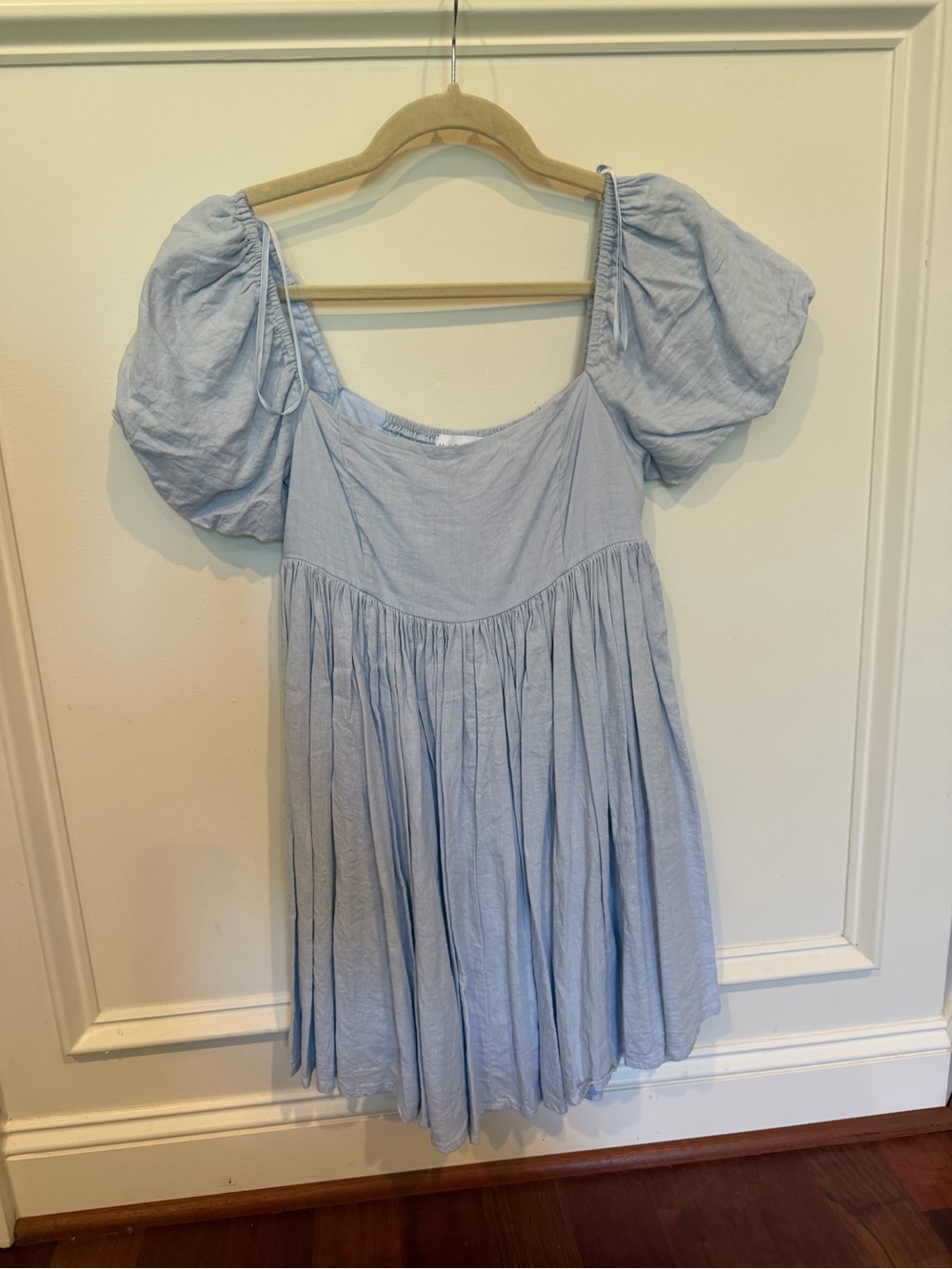 Mable Light Blue Smocked Bodice Tiered Dress